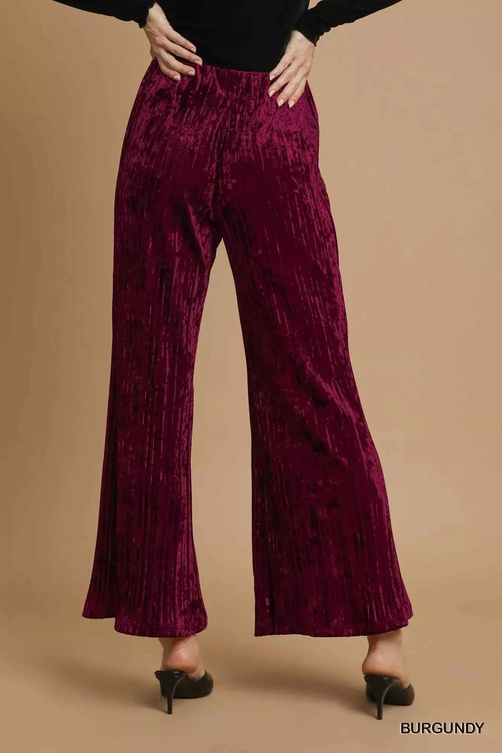 Umgee Velvet Pleated Wide Leg Pants - Velvet Stardust Co.