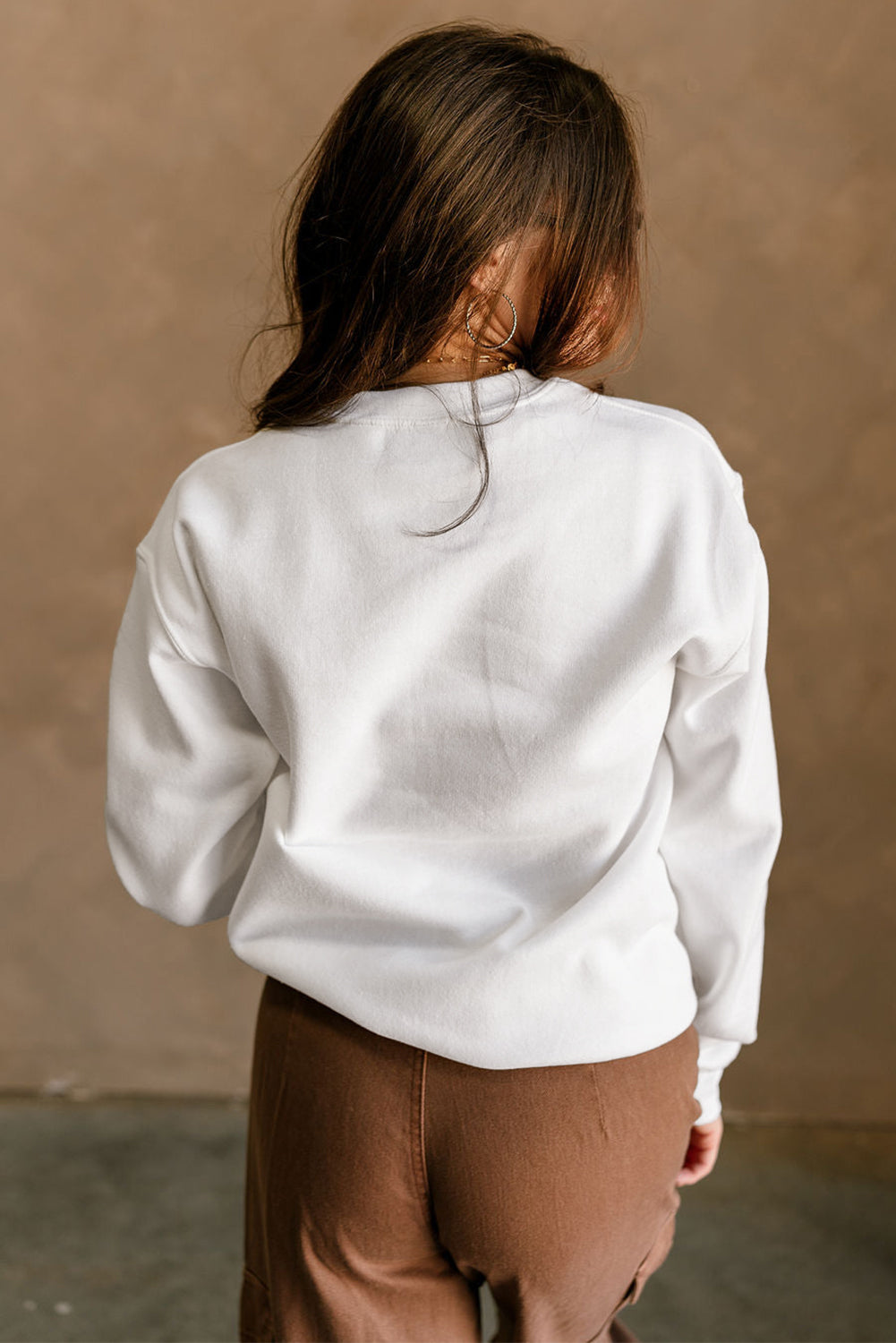 White FOOTBALL Letter Graphic Crew Neck Sweatshirt - Velvet Stardust Co.