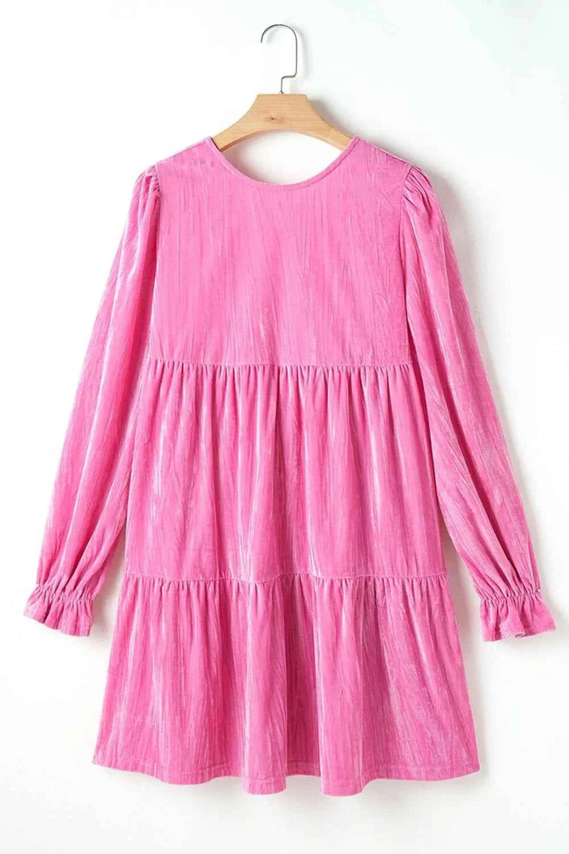 Tiered Flounce Sleeve Mini Dress