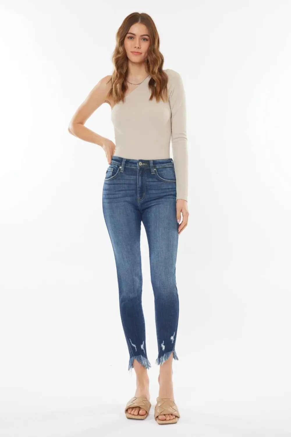Kancan Raw Hem High Waist Cropped Jeans - Velvet Stardust Co. - Velvet Stardust Co.