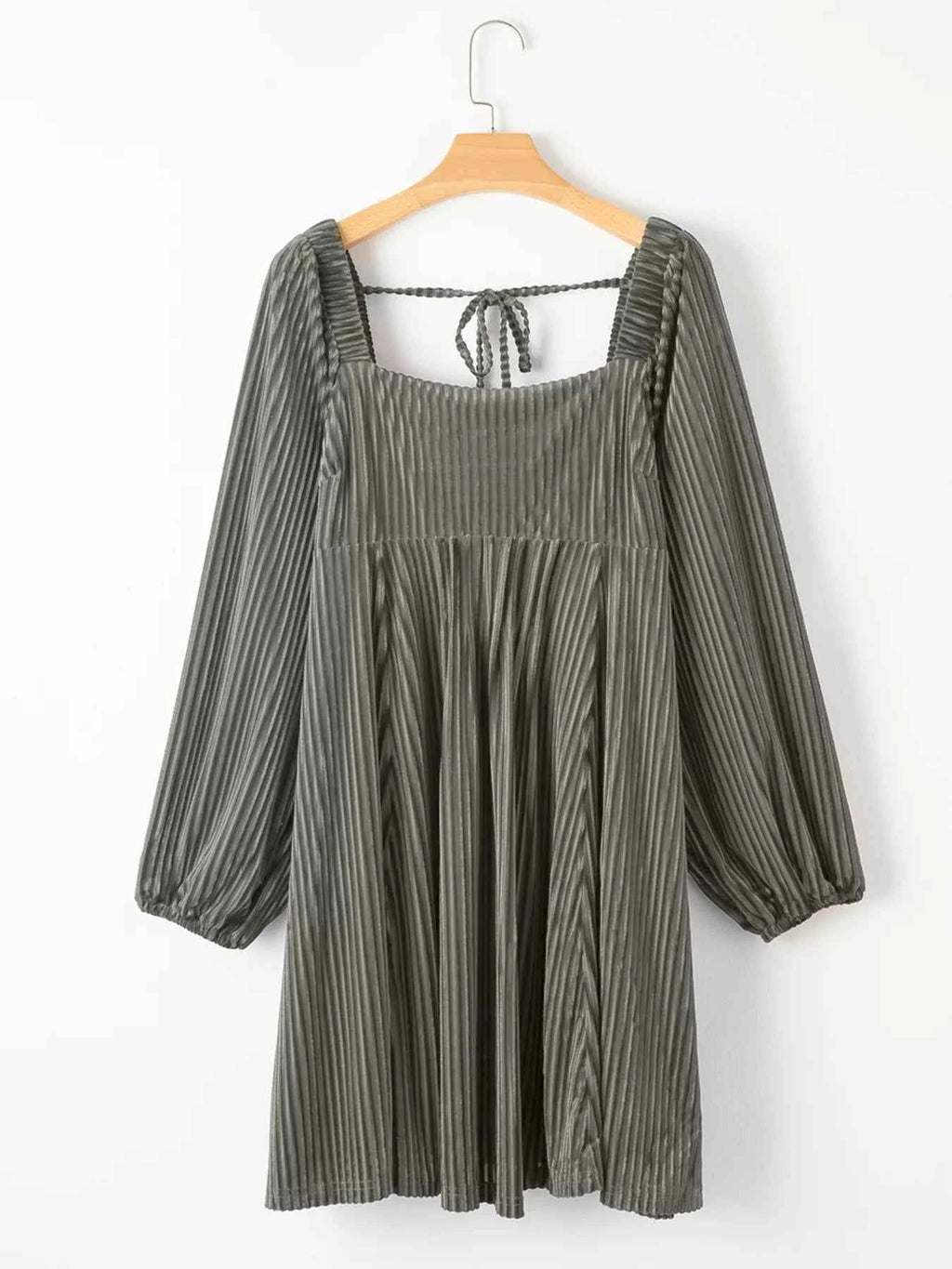 Tie Back Square Neck Velvet Babydoll Dress Velvet Stardust Co. - Velvet Stardust Co.