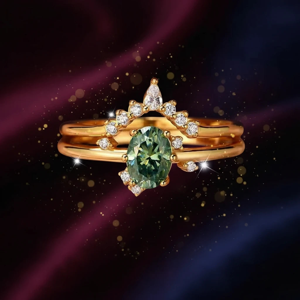 1 Carat Moissanite Emerald Stone Ring Velvet Stardust Co.