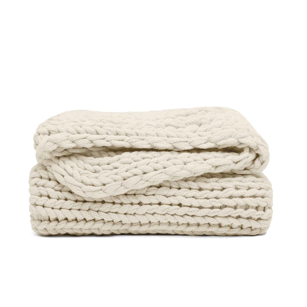 Comfort Canopy™ Chunky Hand-Knit Throw Blanket – Eucalyptus Green (Soft Acrylic)