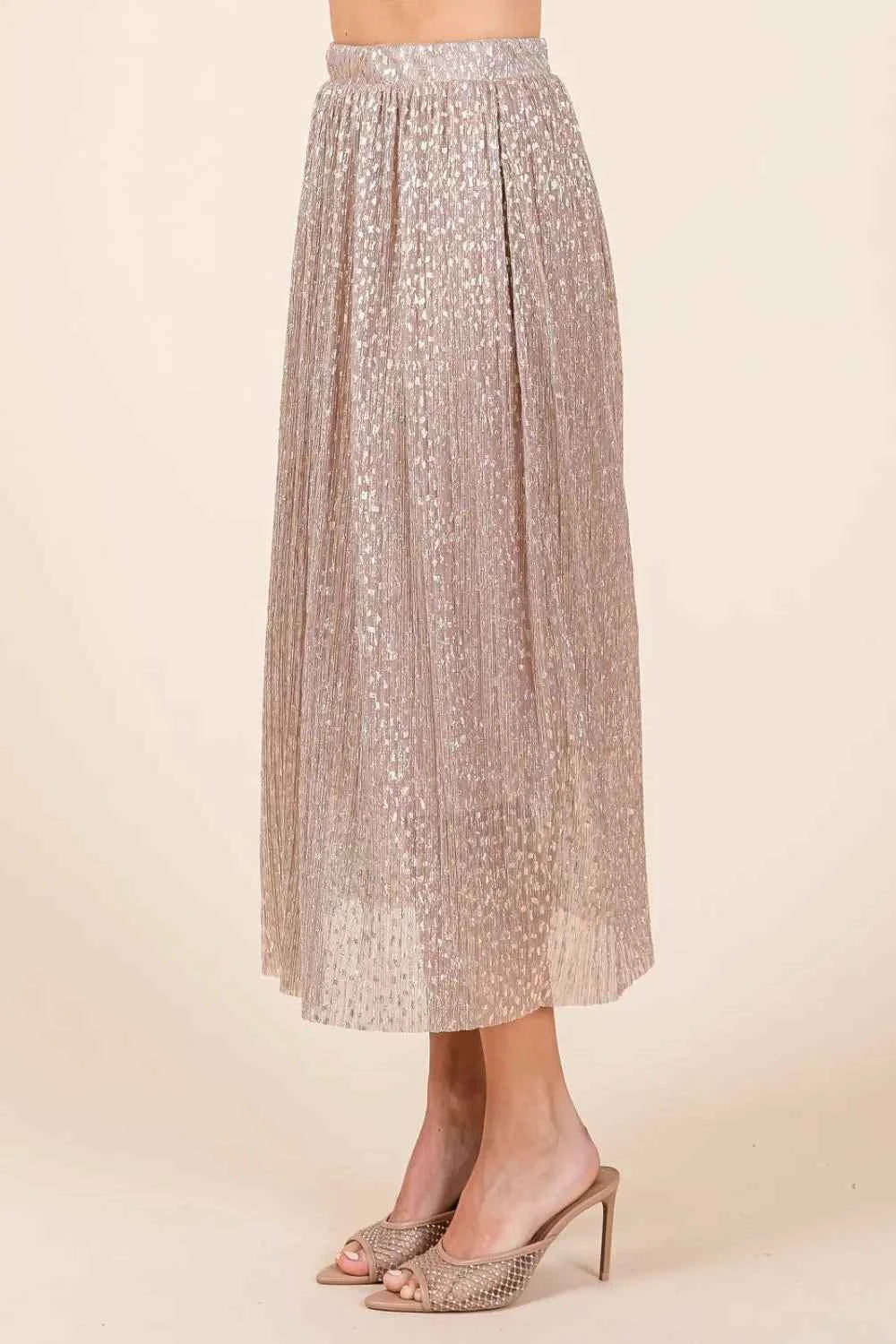 Mittoshop Metallic Glitter Speckle Print Elastic Midi Skirt - Velvet Stardust Co.