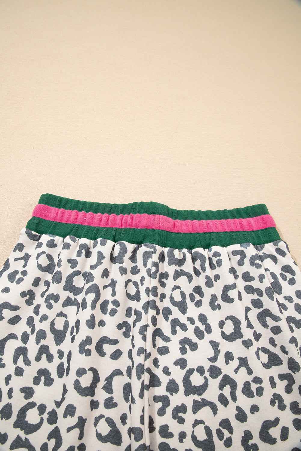 Gray Leopard Contrast Trim Long Sleeve Pullover and Pants Set - Velvet Stardust Co.