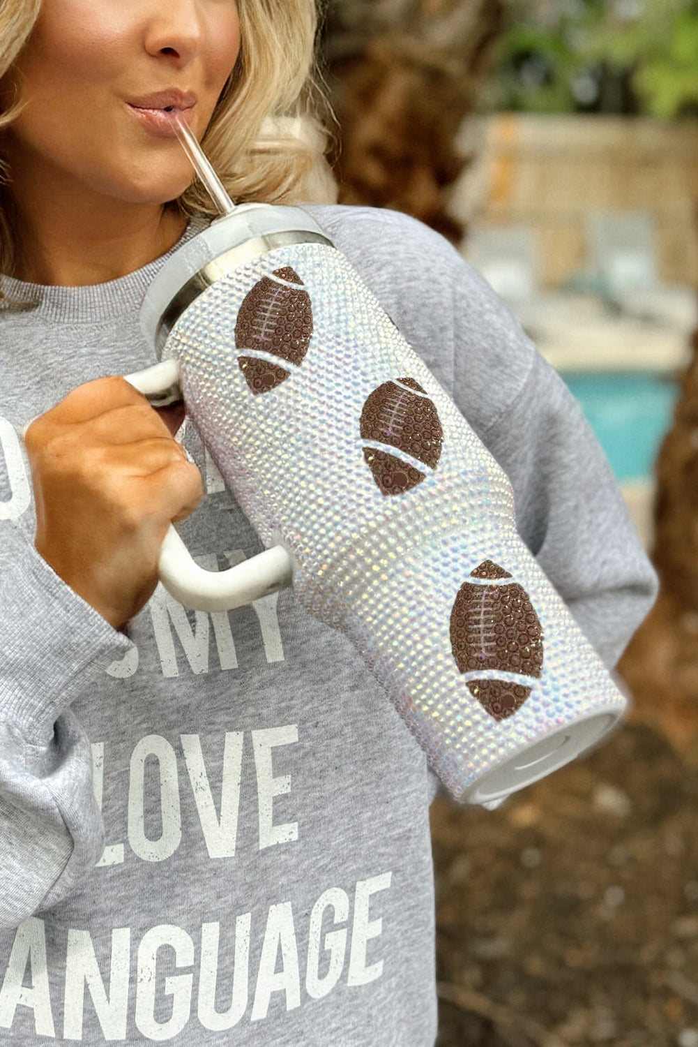 White Game Day Rugby Football 40oz Tumbler - Velvet Stardust Co.