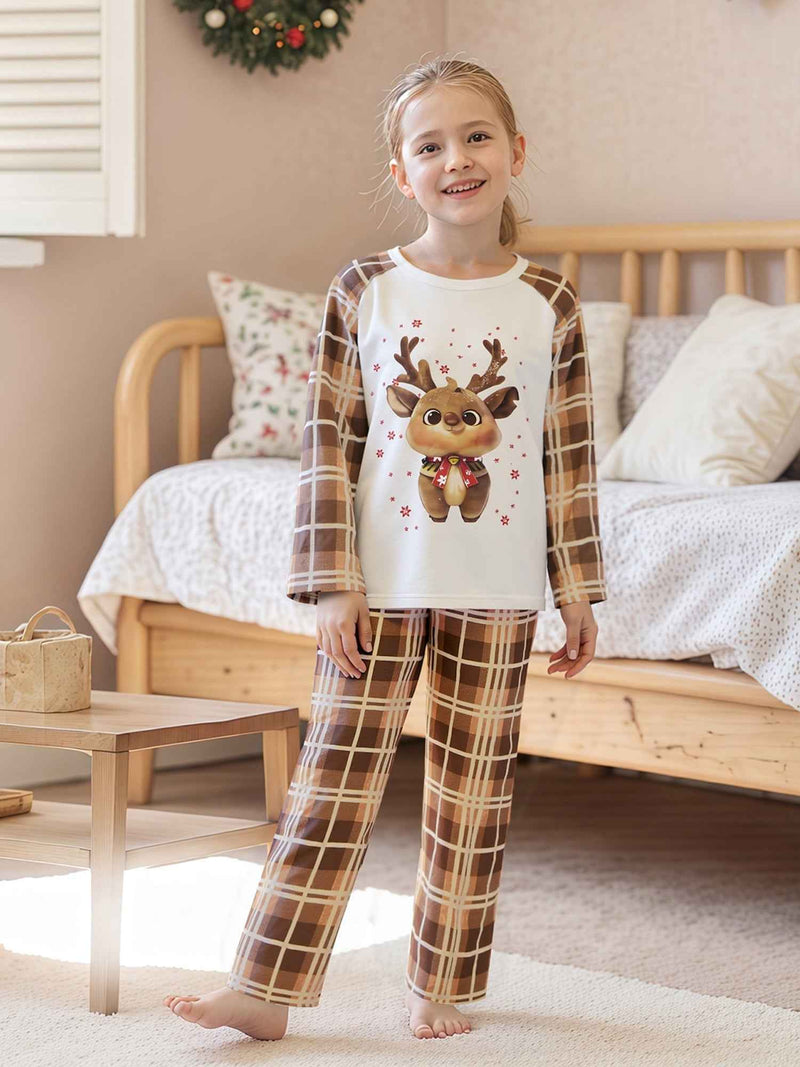 Jaweiwi Family Matching Christmas Pajama Set – Cozy Reindeer Plaid Sleepwear for the Holidays