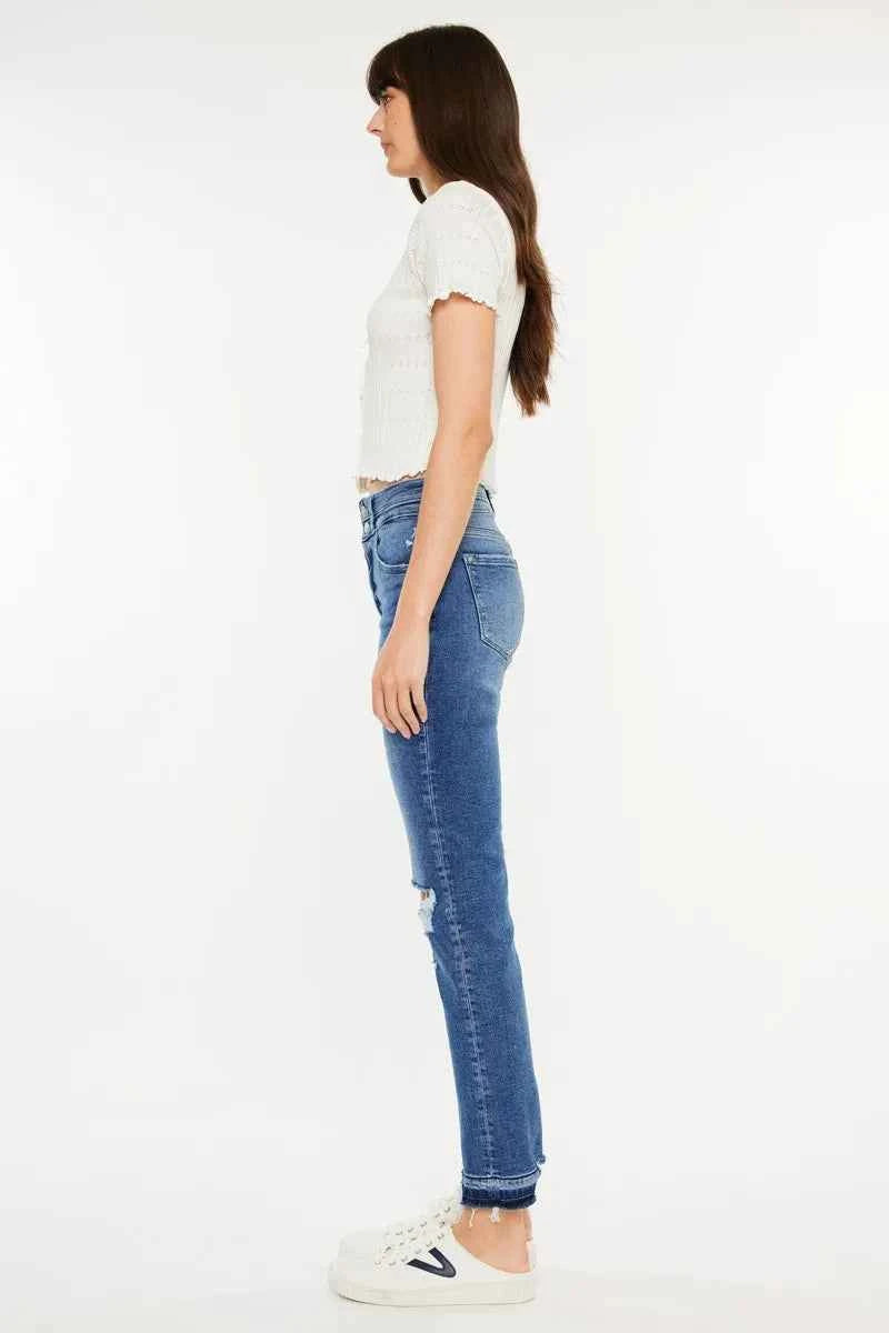 Kancan High Rise Distressed Slim Straight Jeans