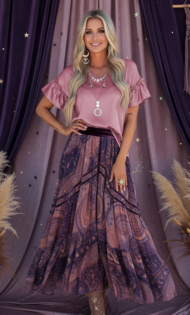 Toadstool Satin Ruffle Sleeve Top