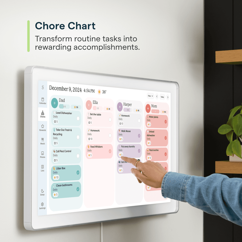 Skylight 15 inch All-in-One Touchscreen Family Calendar and Chore Chart Wall Calendar, White