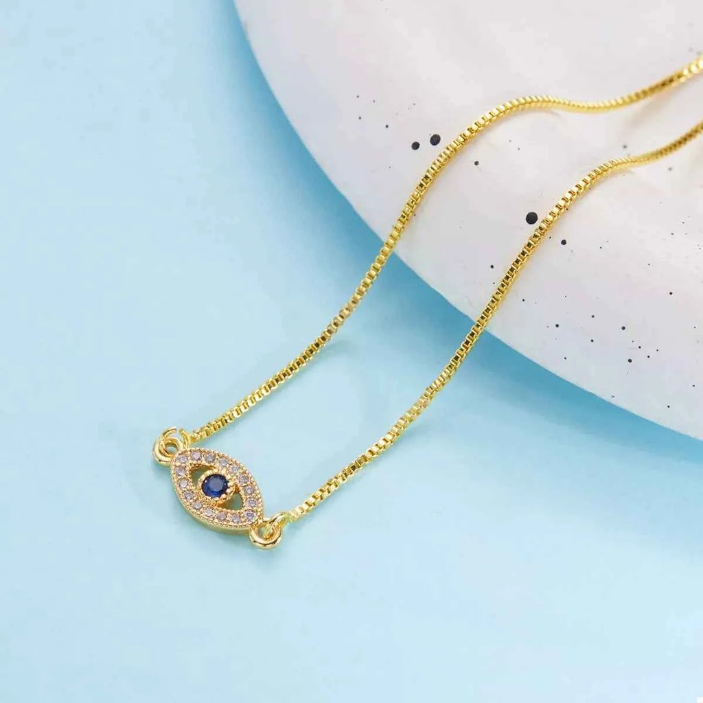 18K Gold-Plated Evil Eye Adjustable Bracelet – Velvet Stardust Co - Velvet Stardust Co.