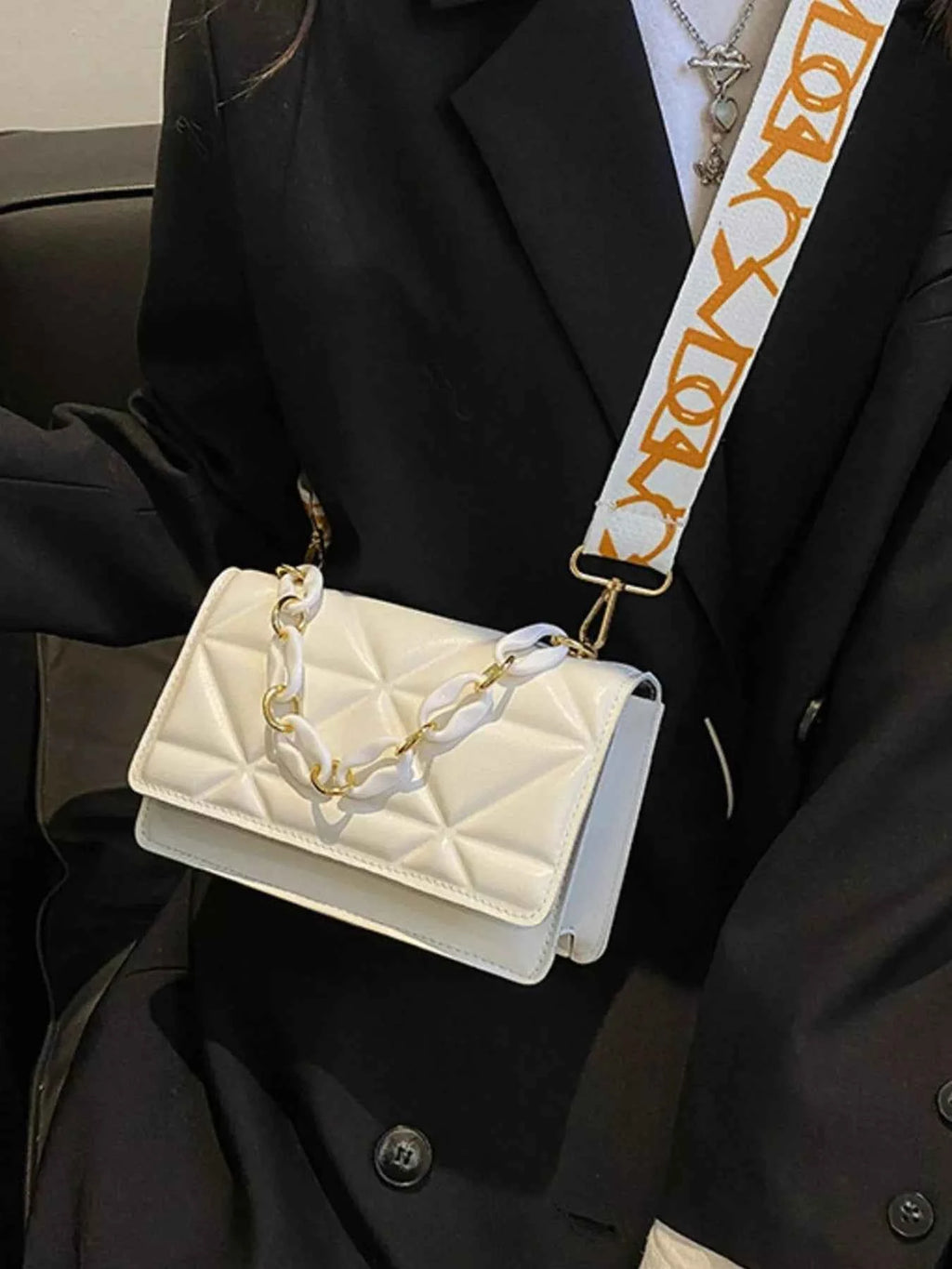 Quilted Adjustable Strap Crossbody Bag - Velvet Stardust Co.