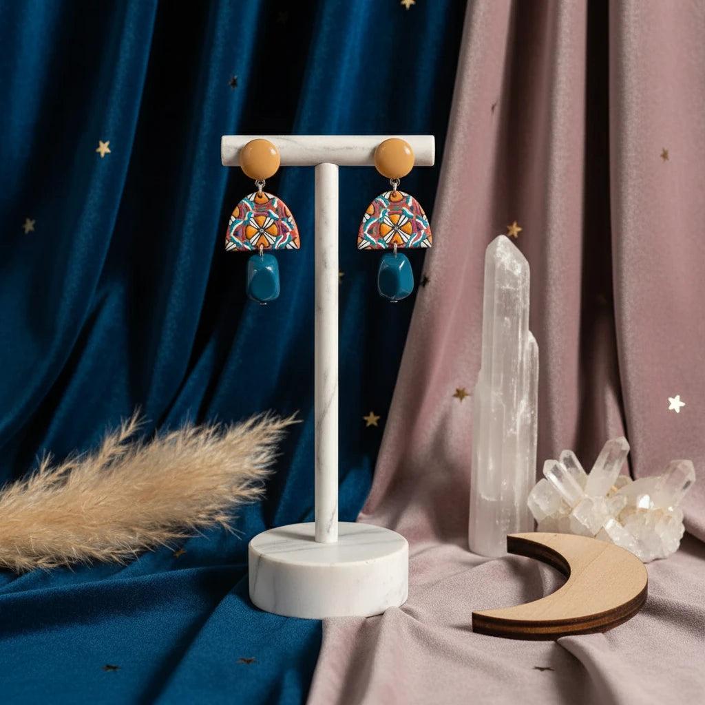 Geometric Pattern Drop Earrings