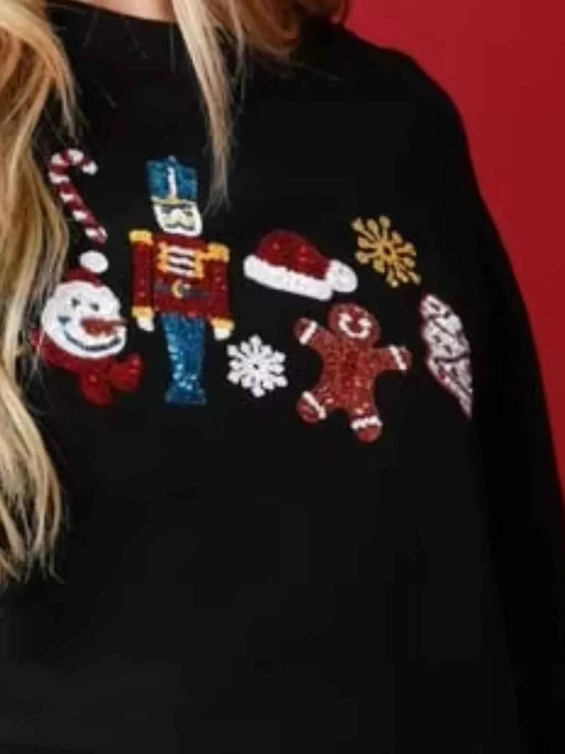 Christmas Sequin Cropped Sweatshirt