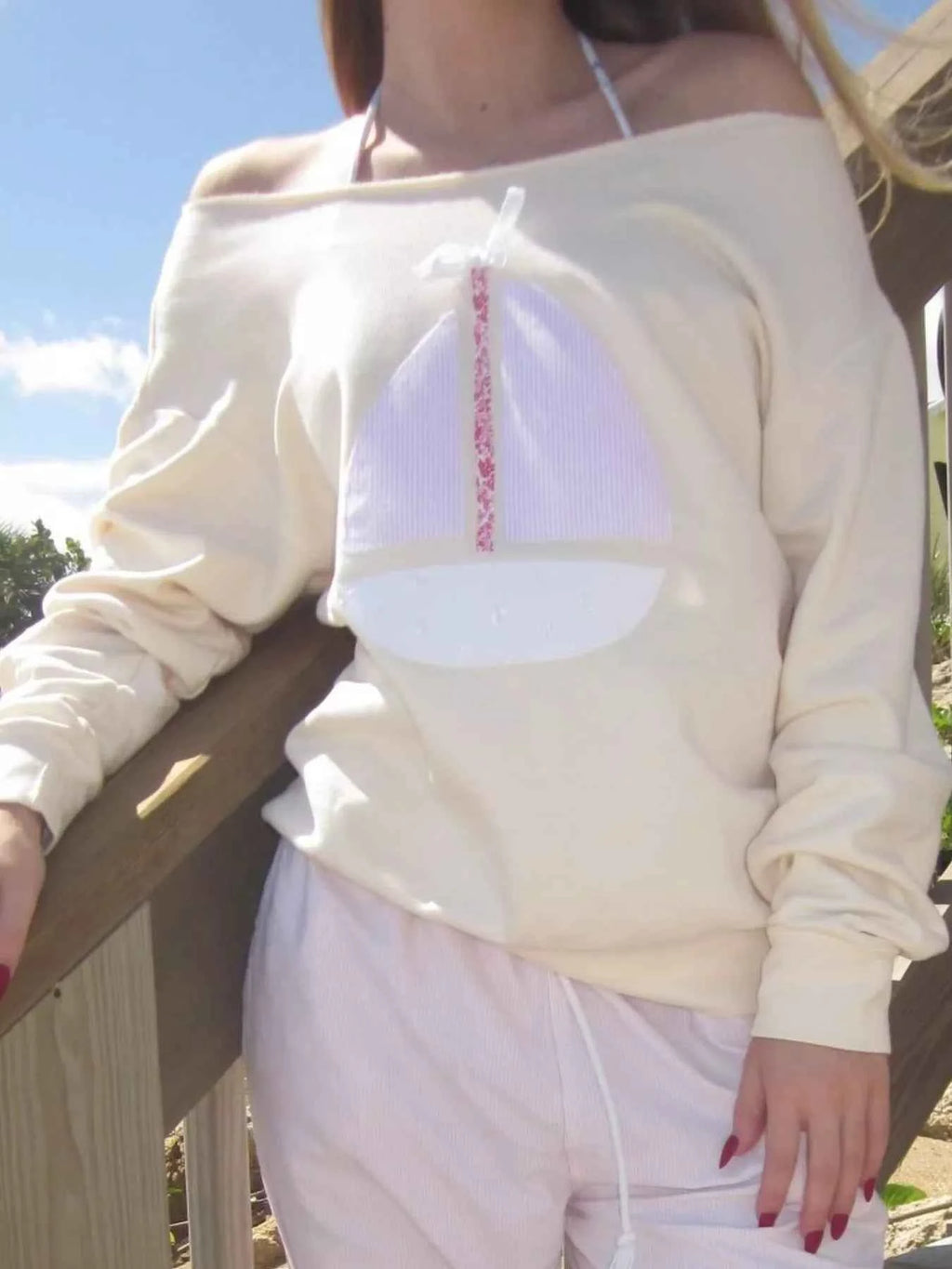 Boat Neck Long Sleeve Patchwork Sweatshirt - Velvet Stardust Co.