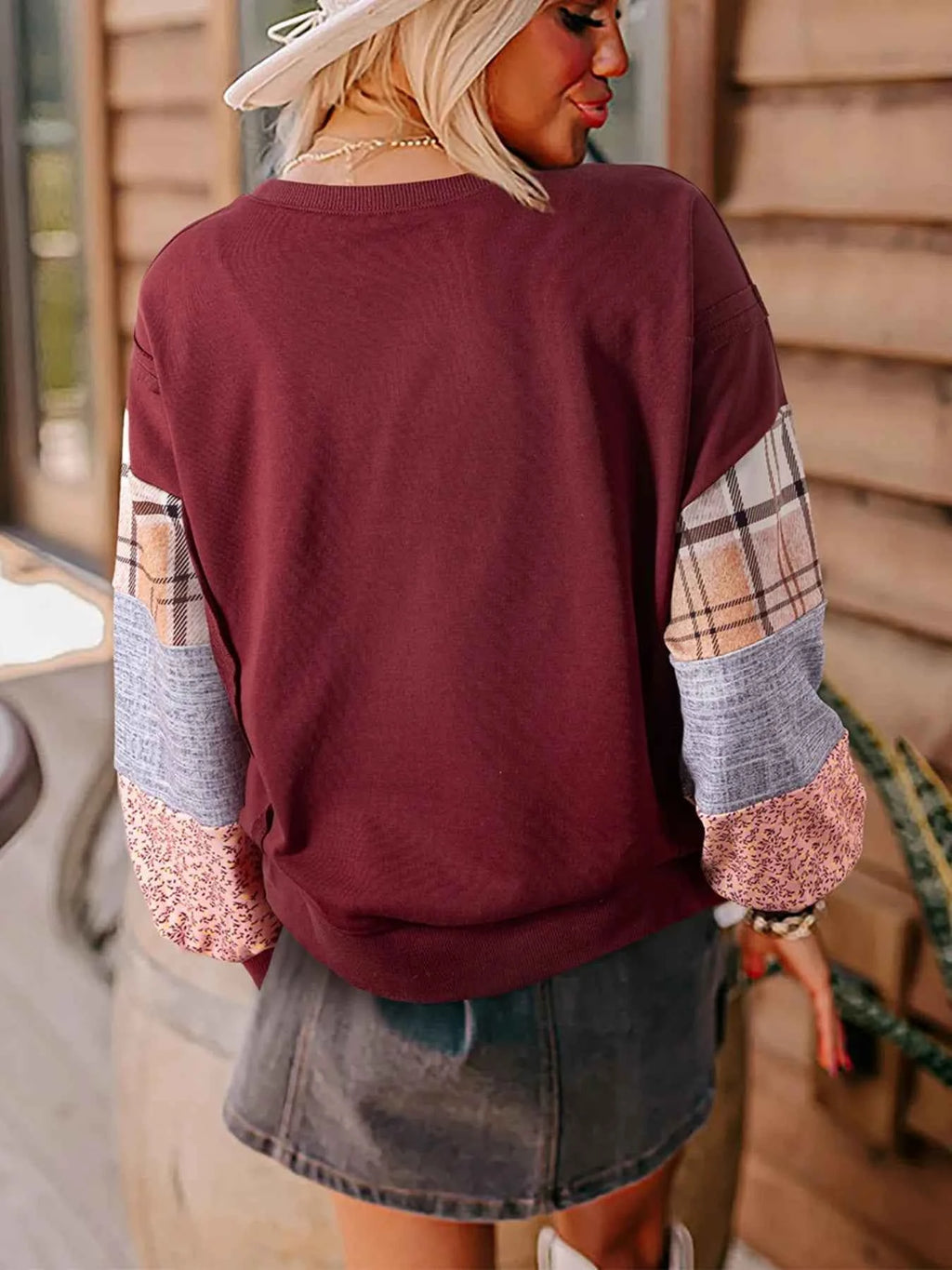 Multi-Pattern Long Sleeve Sweatshirt - Velvet Stardust Co.
