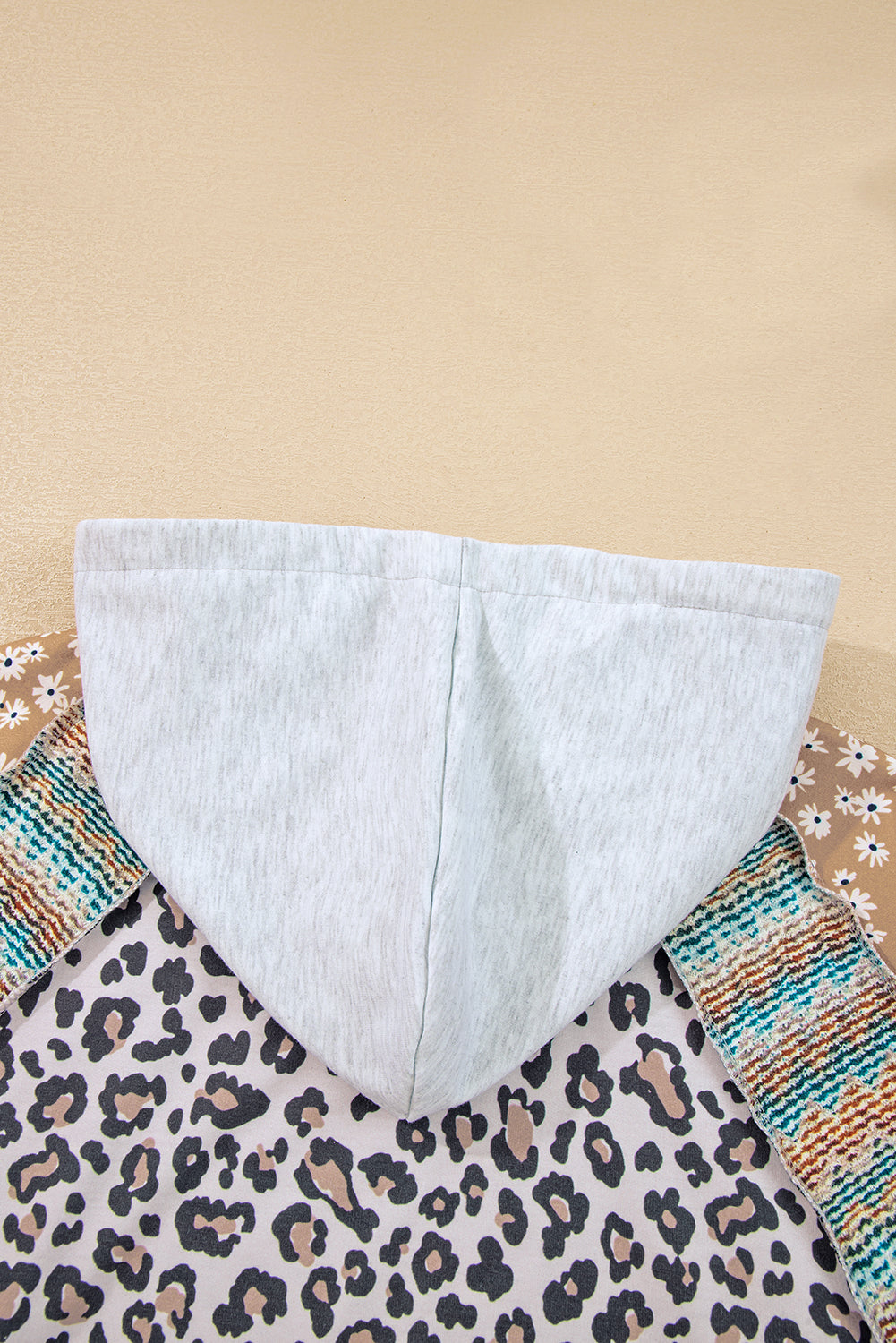 Multicolor Leopard Floral Patchwork Drawstring Hoodie - Velvet Stardust Co.