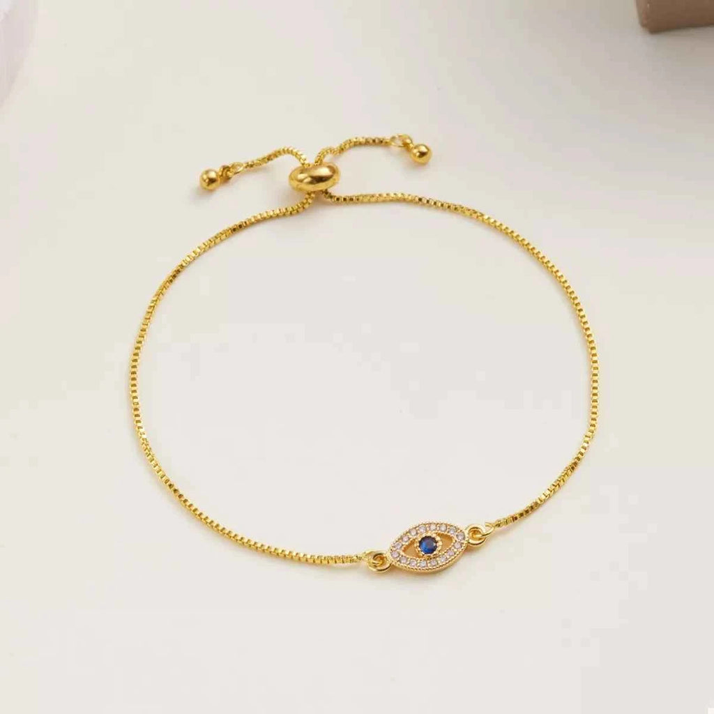18K Gold-Plated Evil Eye Adjustable Bracelet – Velvet Stardust Co - Velvet Stardust Co.