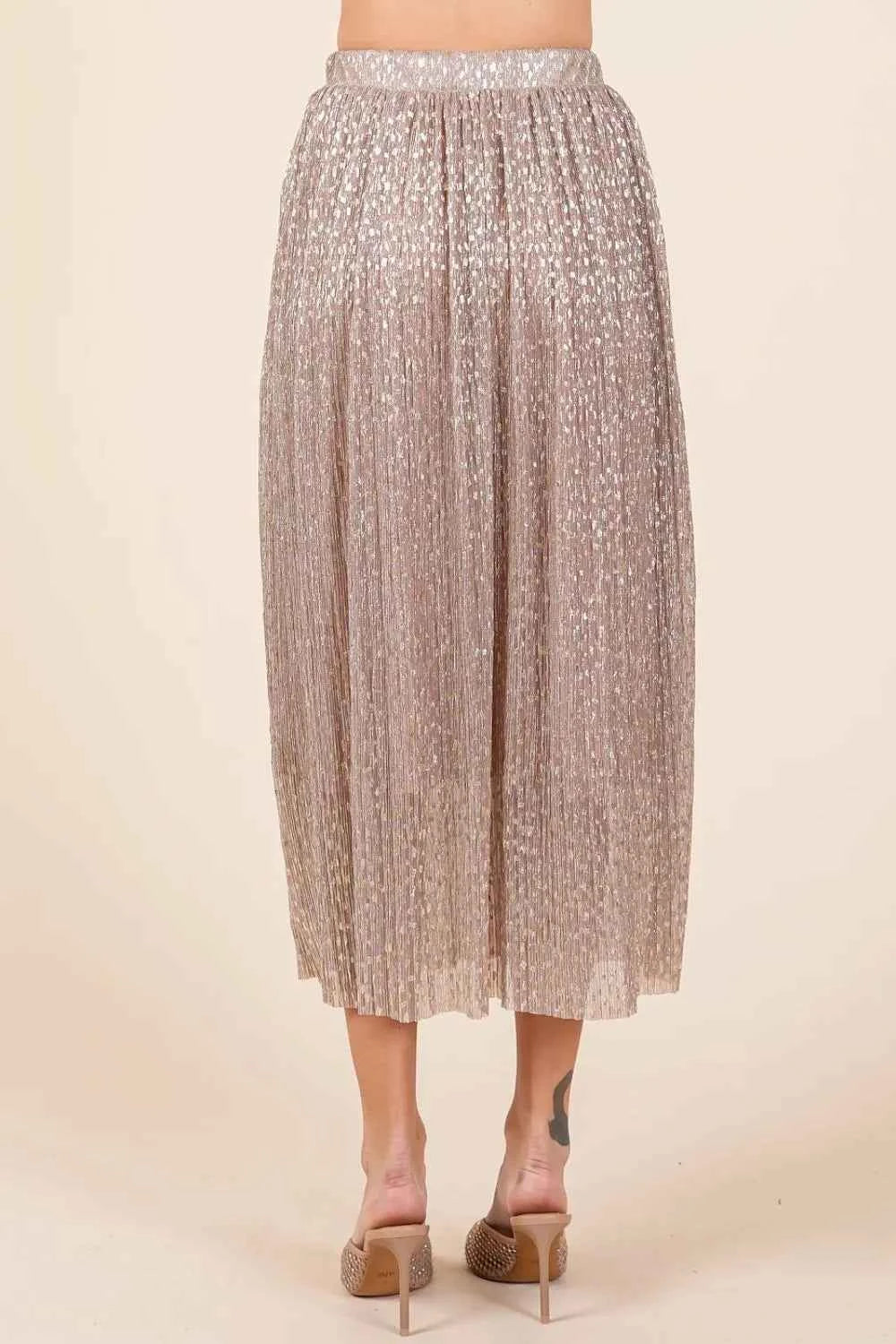 Mittoshop Metallic Glitter Speckle Print Elastic Midi Skirt - Velvet Stardust Co.