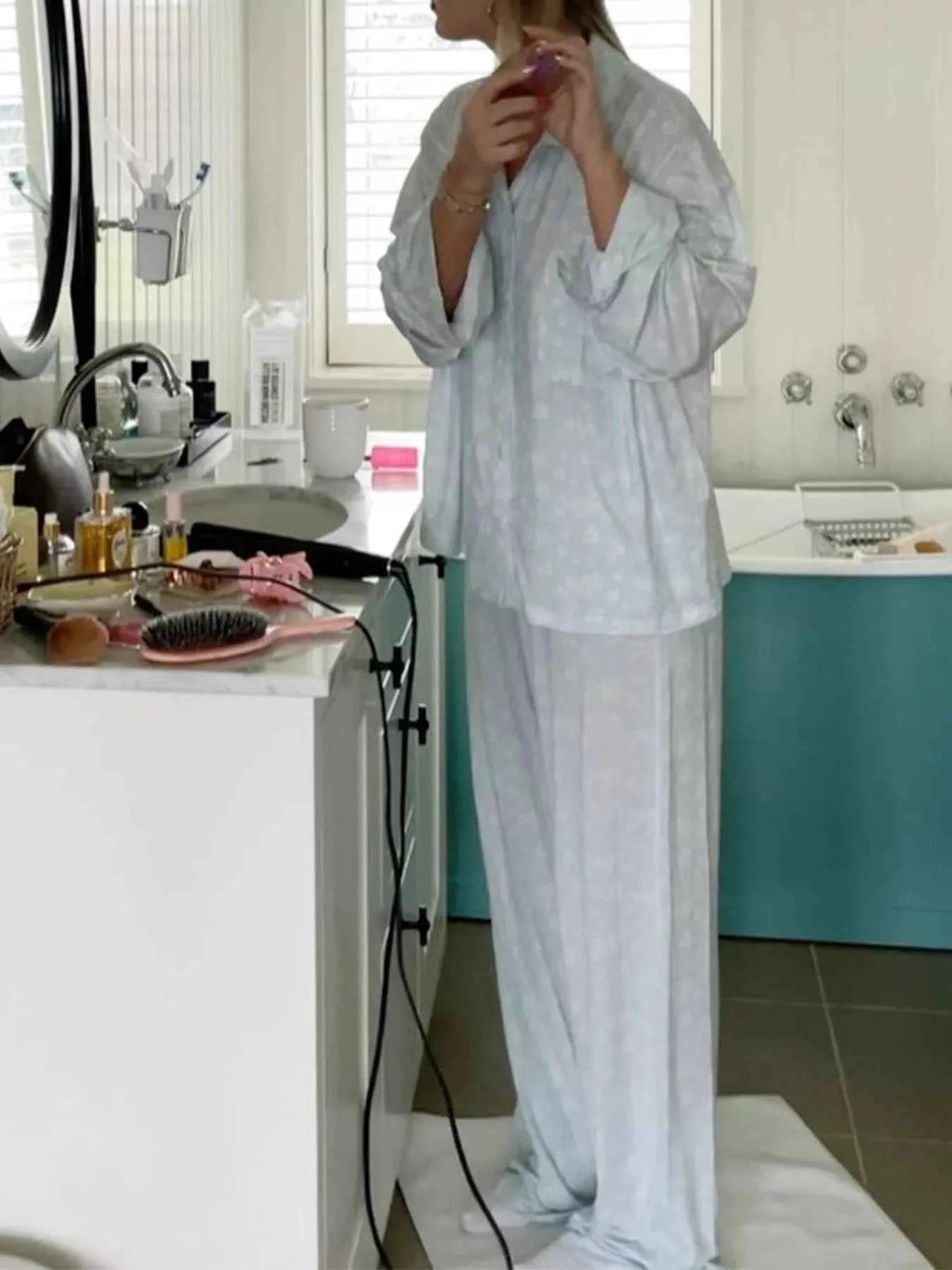 Floral Print Relaxed Fit Top and Pants Lounge Set - Velvet Stardust Co.