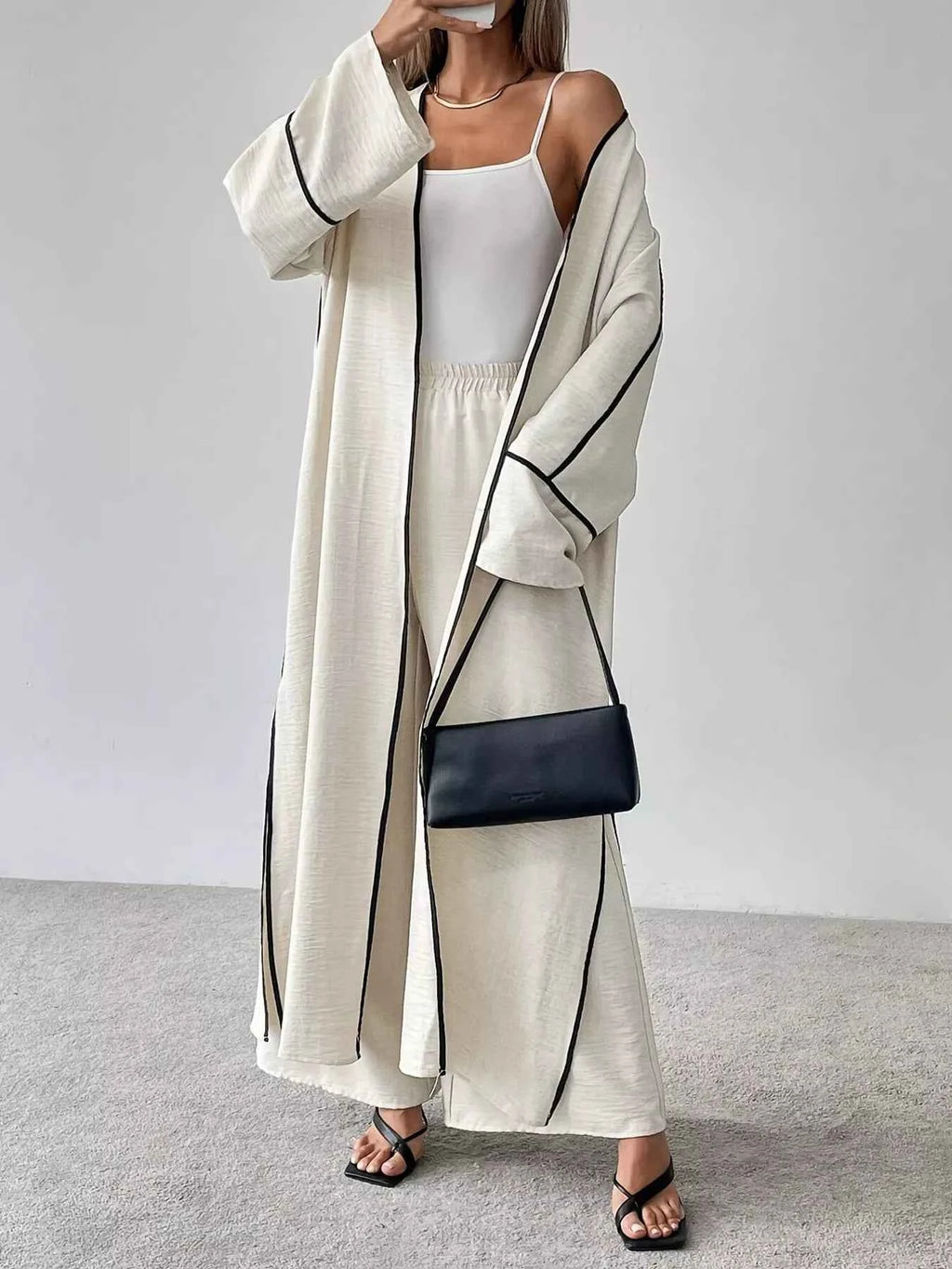 The Effortless Aura Lounge Set | 3-Piece Soft Luxury Duster Set