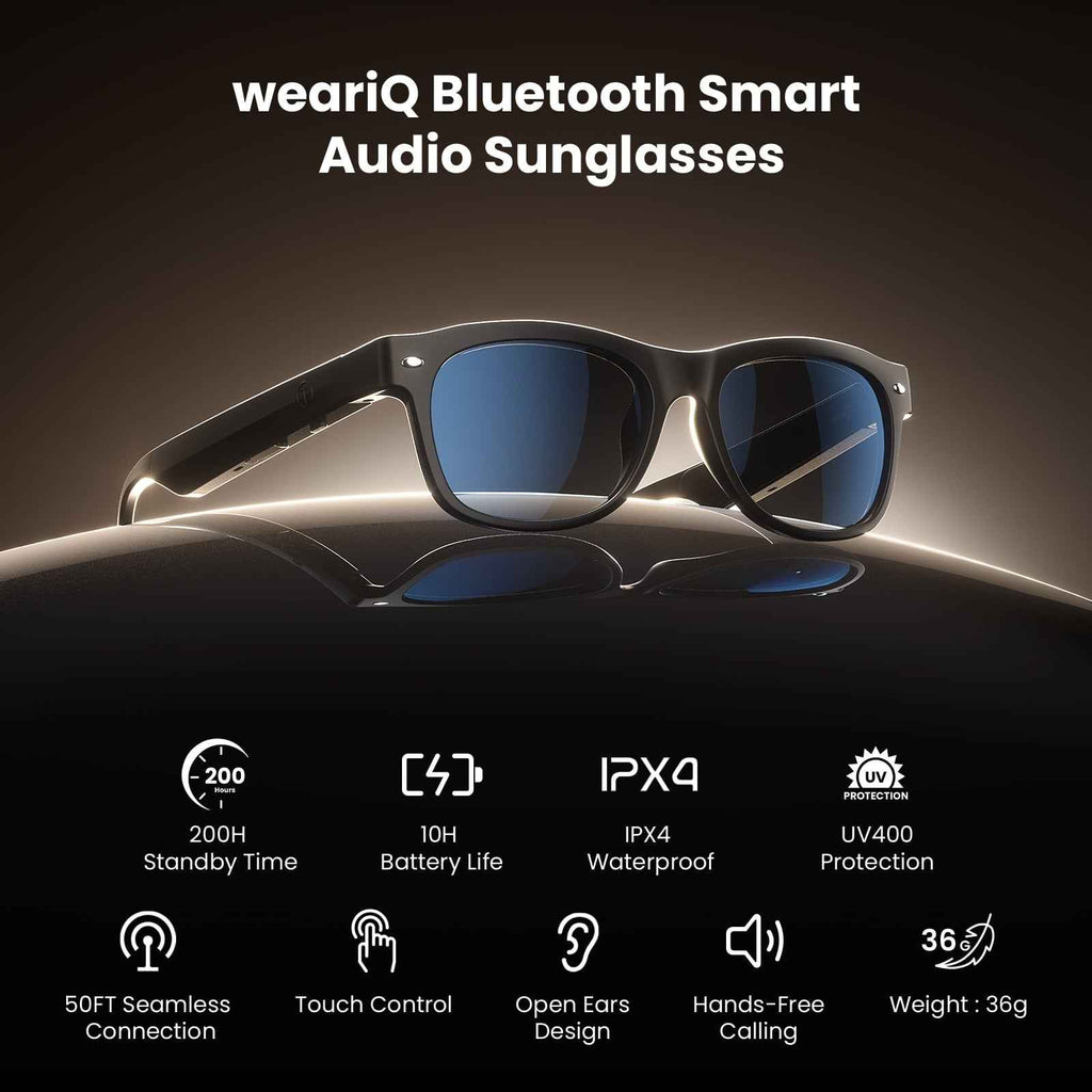 Classic Shiny Black – weariQ Bluetooth Smart Glasses