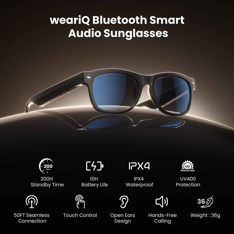 Classic Shiny Black – weariQ Bluetooth Smart Glasses