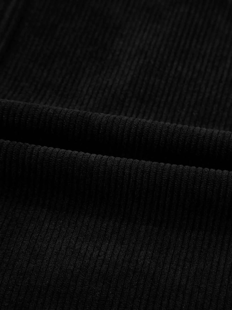 Corduroy Sleeveless Mini Dress with Patched Pockets