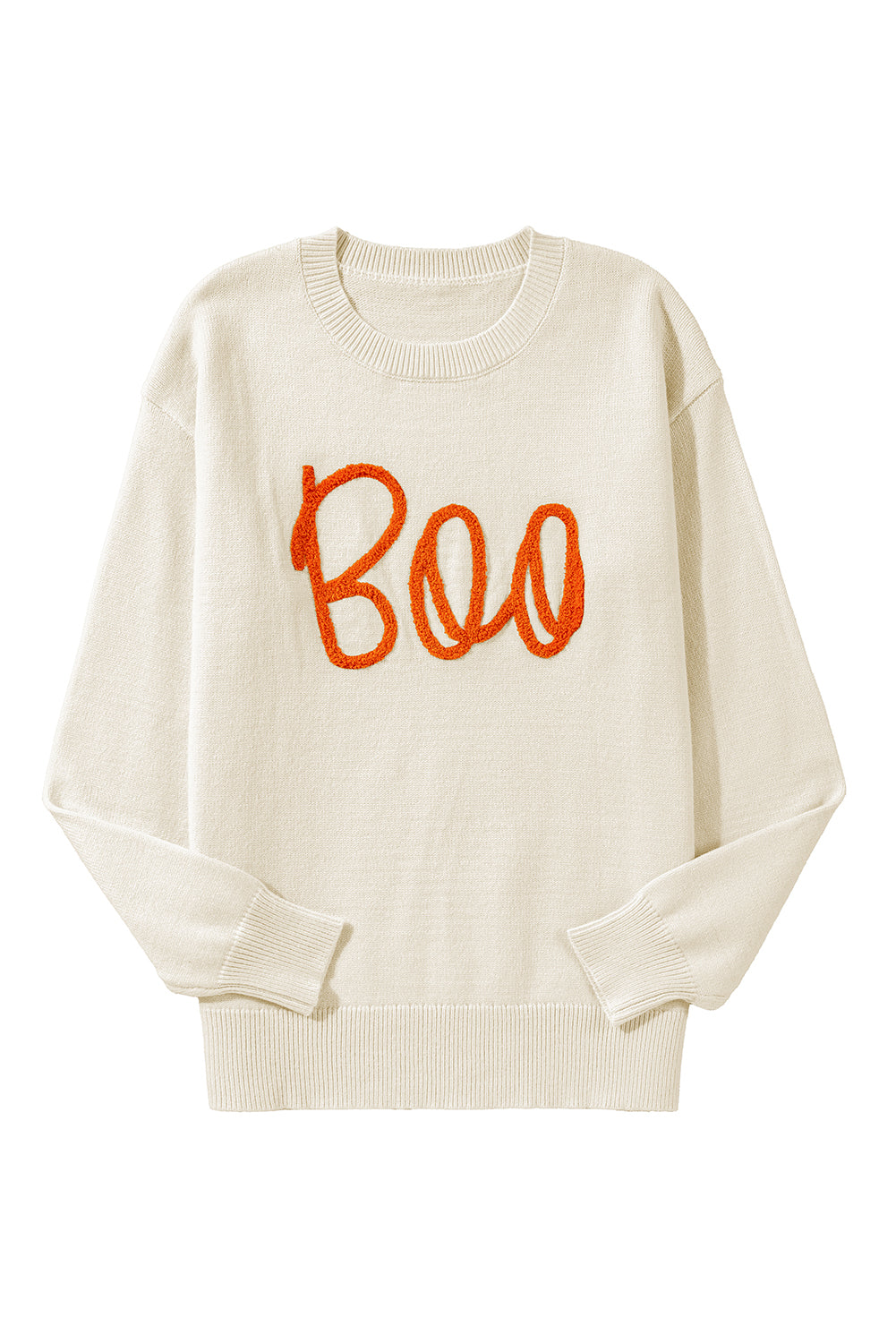 Black Halloween Boo Drop Shoulder Knit Sweater - Velvet Stardust Co.