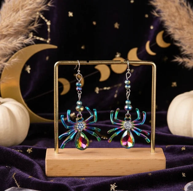 Colorful Spider Halloween Drop Earrings - Velvet Stardust Co.
