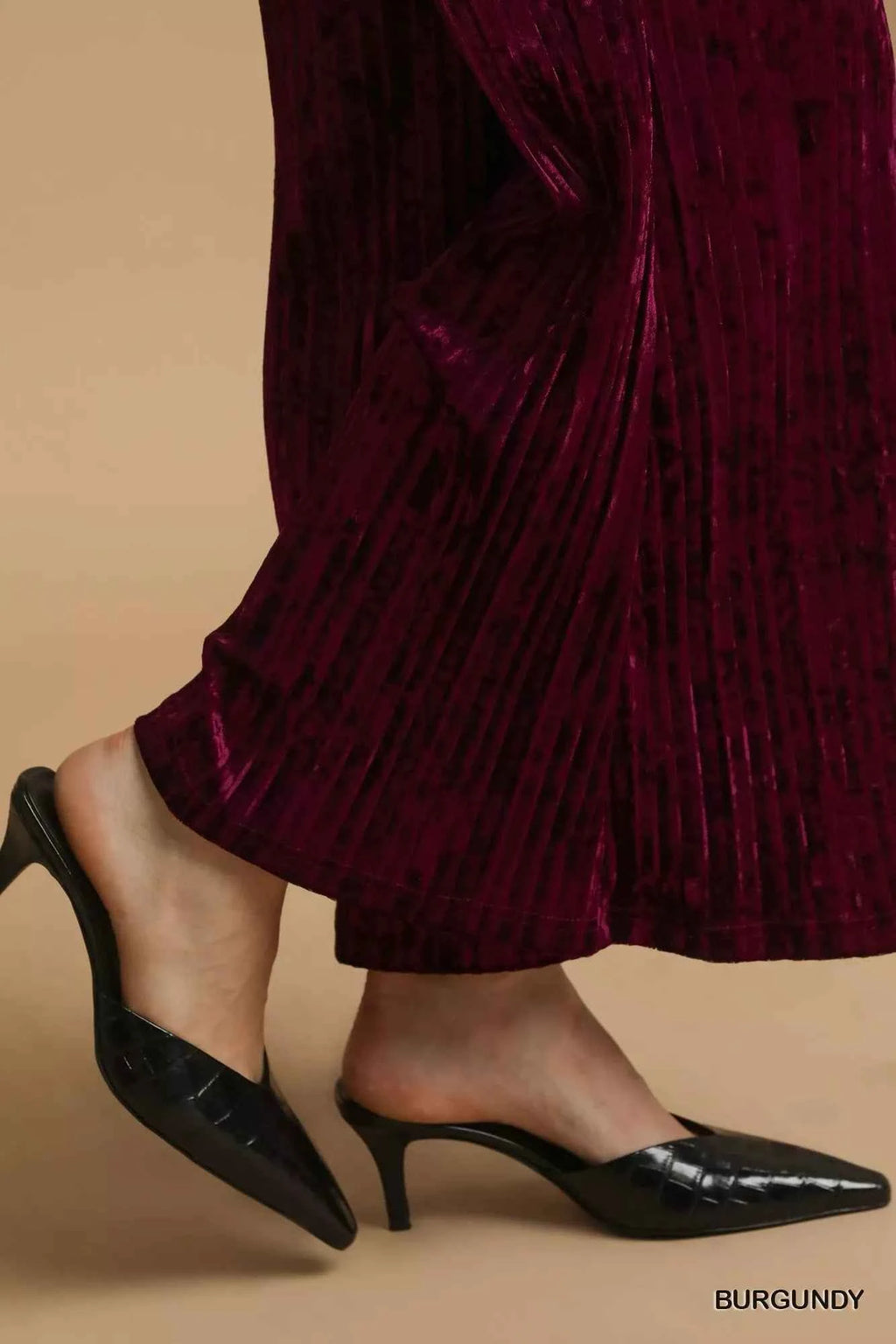 Umgee Velvet Pleated Wide Leg Pants - Velvet Stardust Co.
