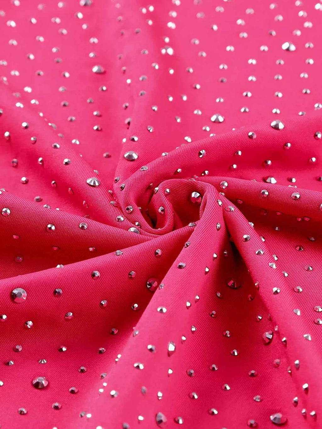 Rhinestone Round Neck Long Sleeve Bodysuit - Velvet Stardust Co.