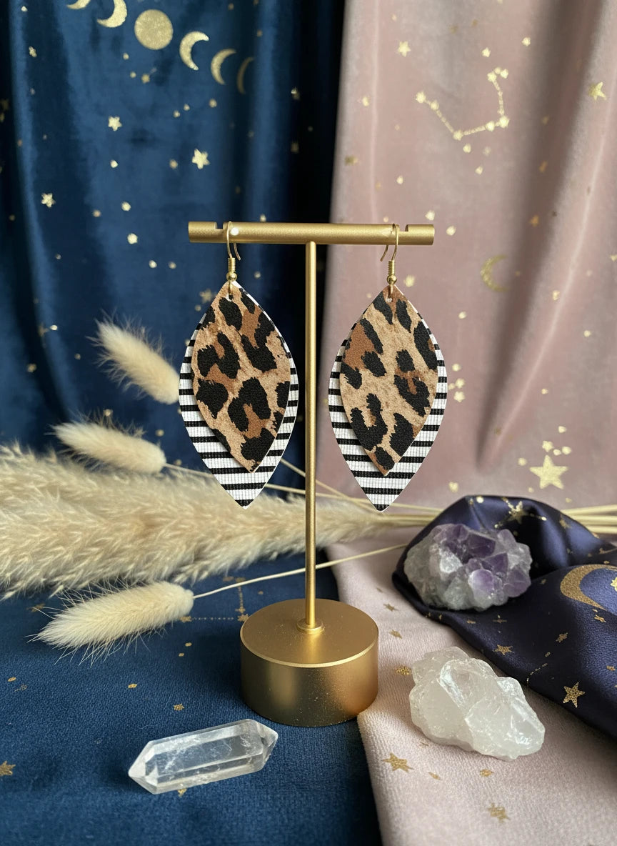 PU Leather Leaf Dangle Earrings