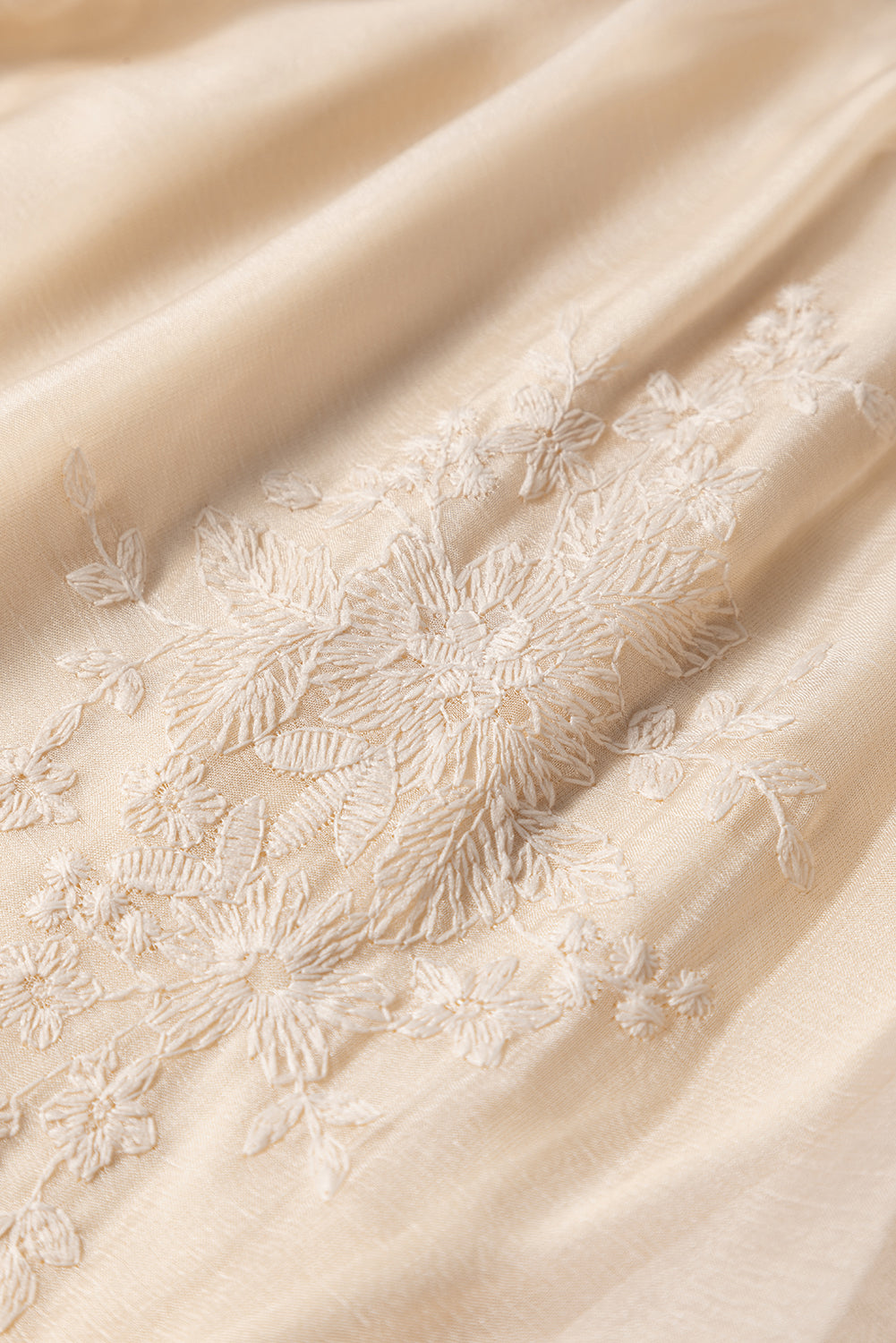 Oatmeal Embroidered Mesh Overlay Flowy Long Skirt - Velvet Stardust Co.