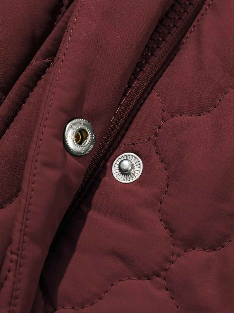 Quilted Snap Down Zip Up Vest Coat