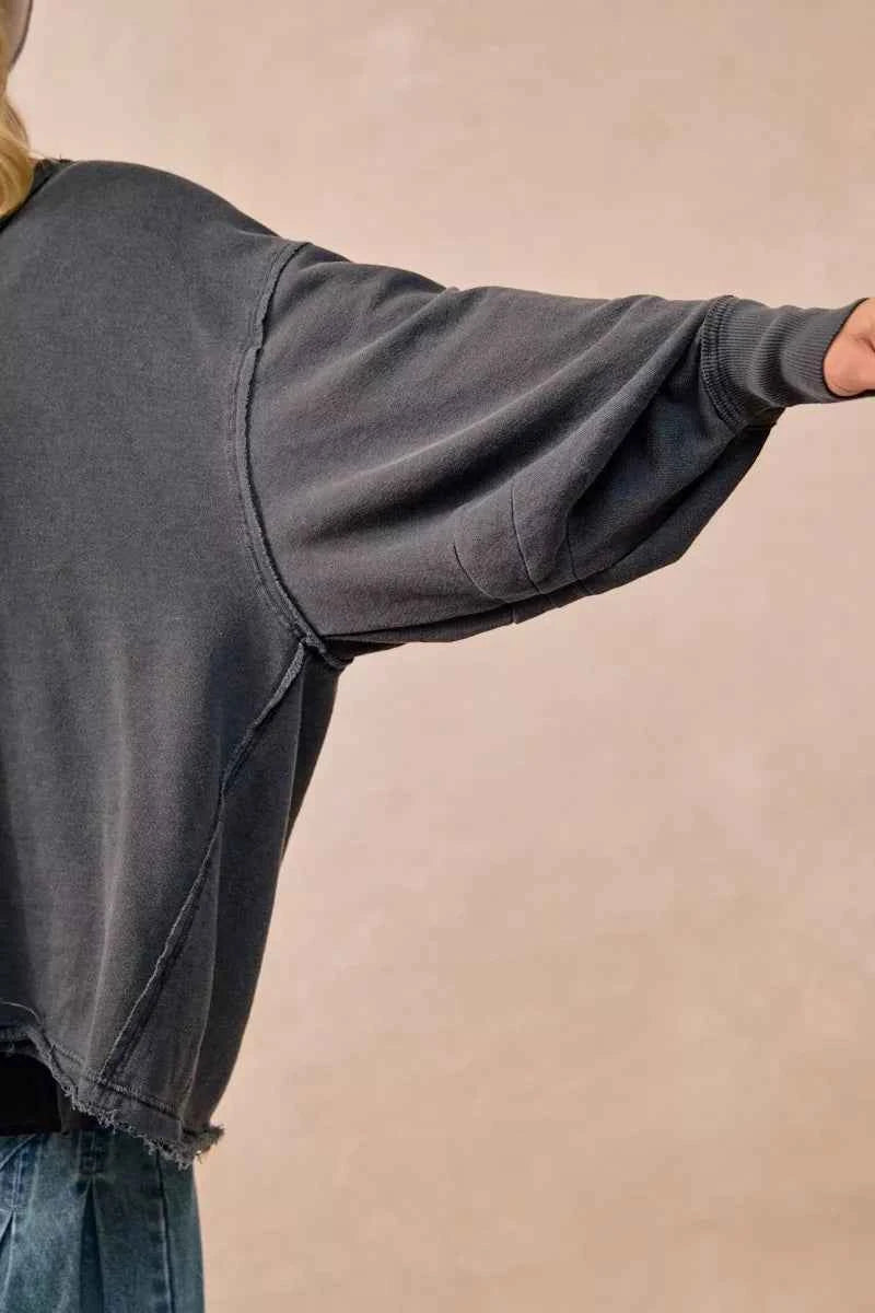 BiBi Mineral Washed French Terry Oversized Sweatshirt