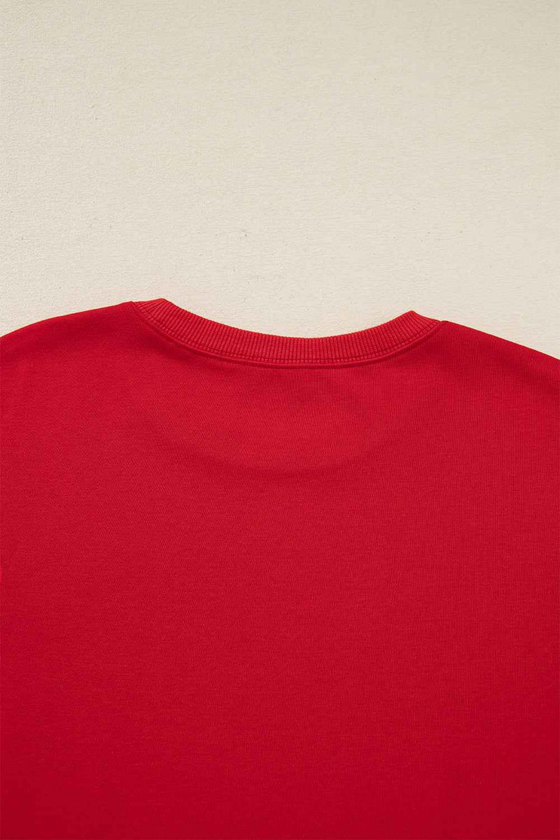 Red Plaid MAMA Graphic Christmas Holiday Crewneck Pullover and Pants Lounge Set