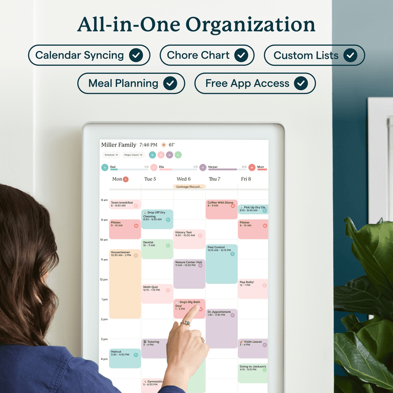 Skylight 15 inch All-in-One Touchscreen Family Calendar and Chore Chart Wall Calendar, White