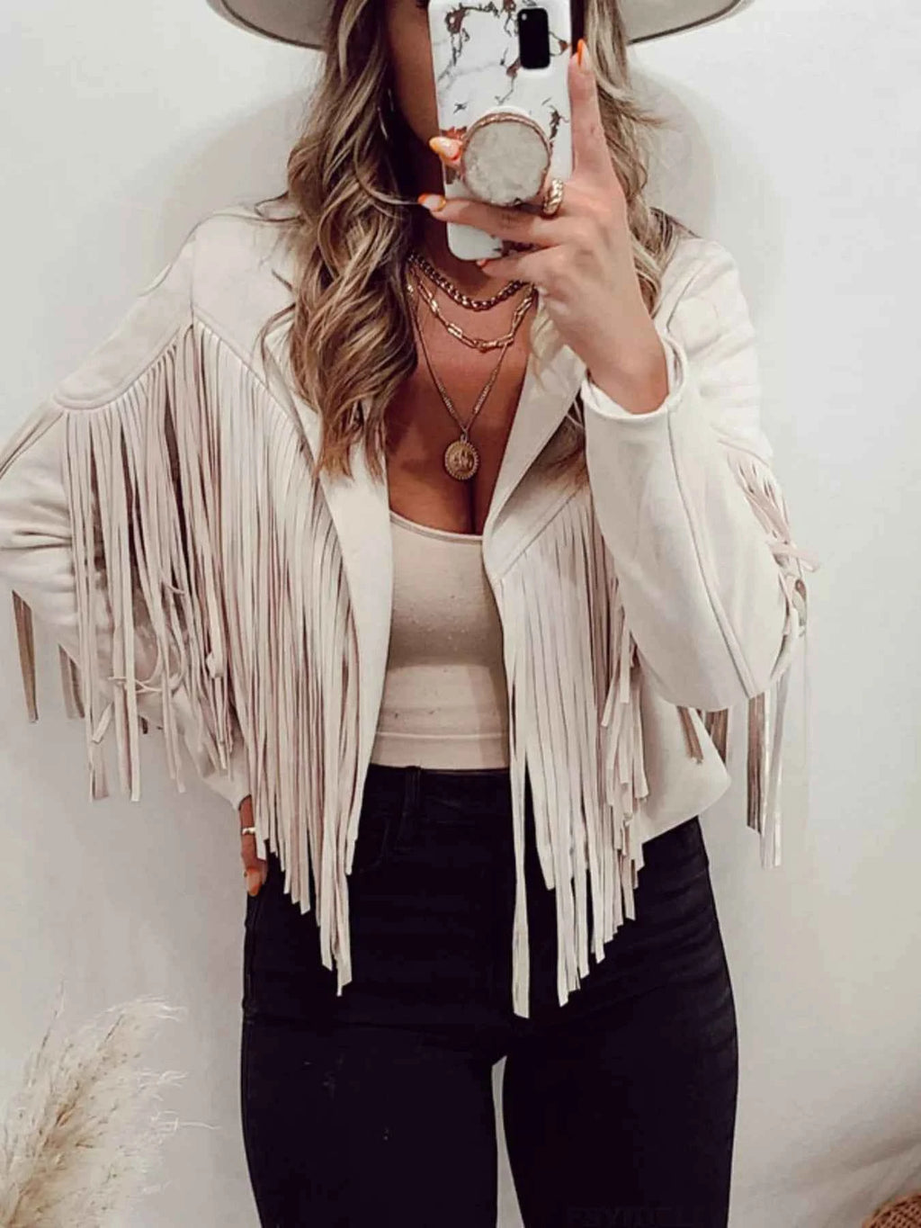 Fringe Open Front Cropped Jacket