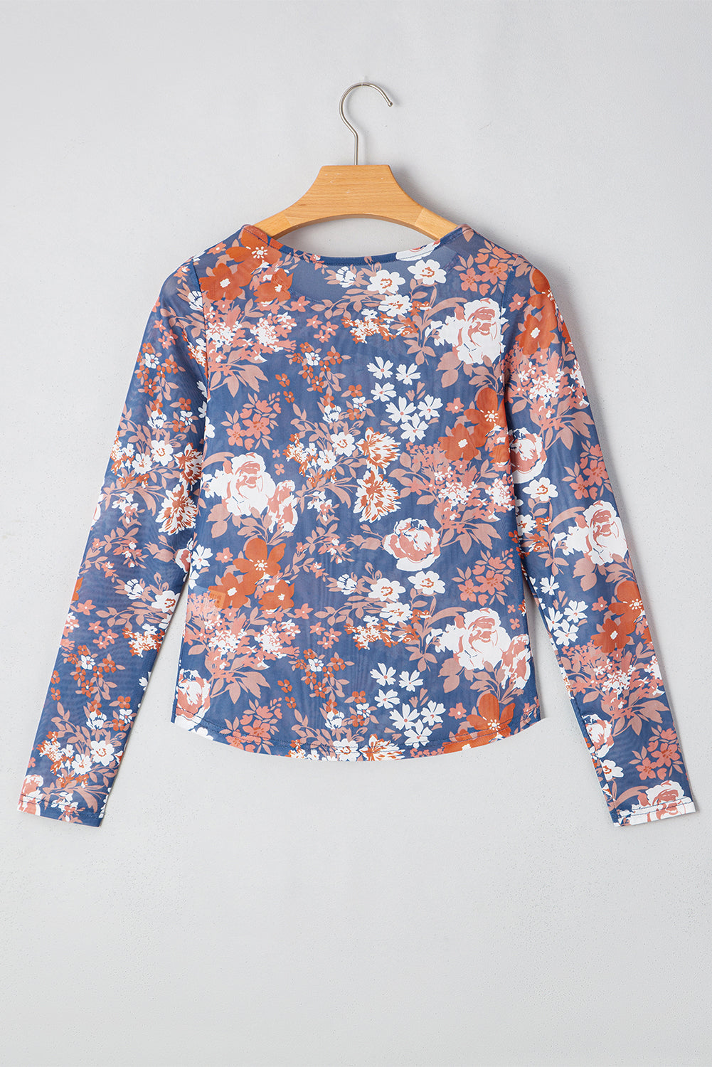 Orchid Petal Allover Floral Print Mesh Long Sleeve Top - Velvet Stardust Co.