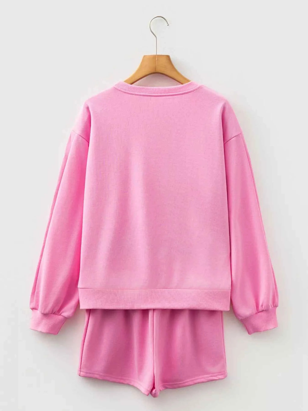 Bow Embroidered Sweatshirt and Shorts Set - Velvet Stardust Co.