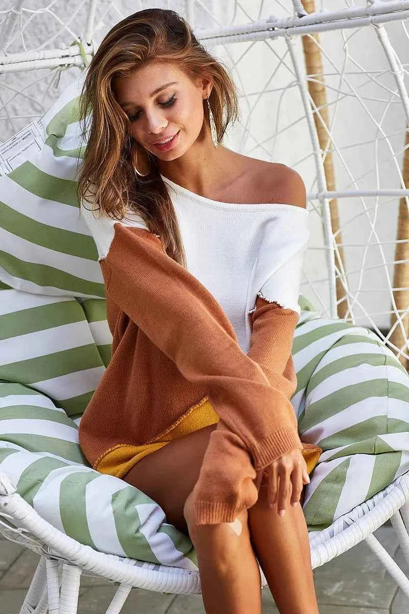 BiBi Color Block Geometric Sweater