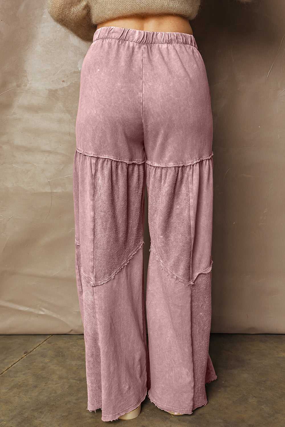 Careys Mineral Wash Tiered Wide Leg Patchwork Drawstring Pants - Velvet Stardust Co.