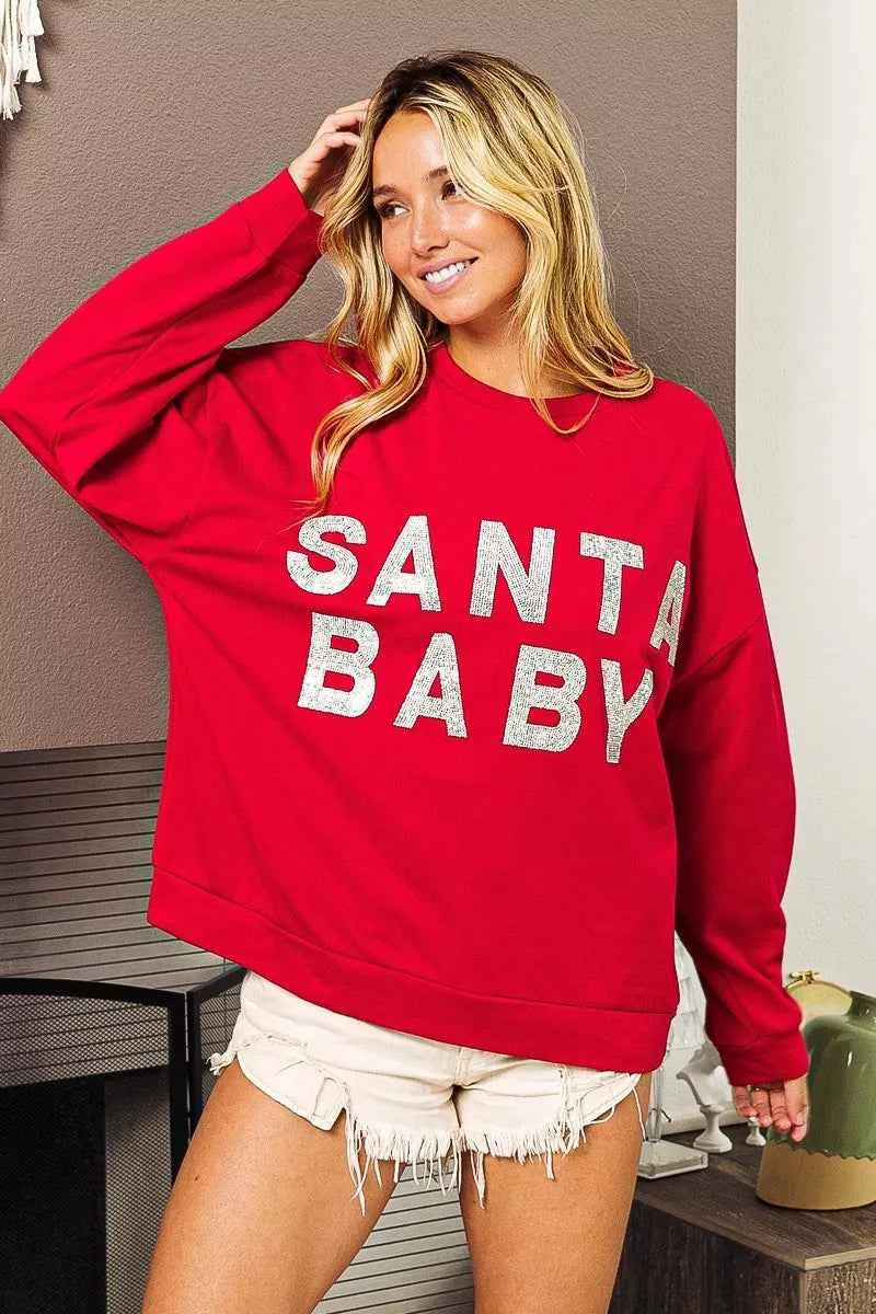 BiBi Santa Baby Lettering Christmas Sweatshirt