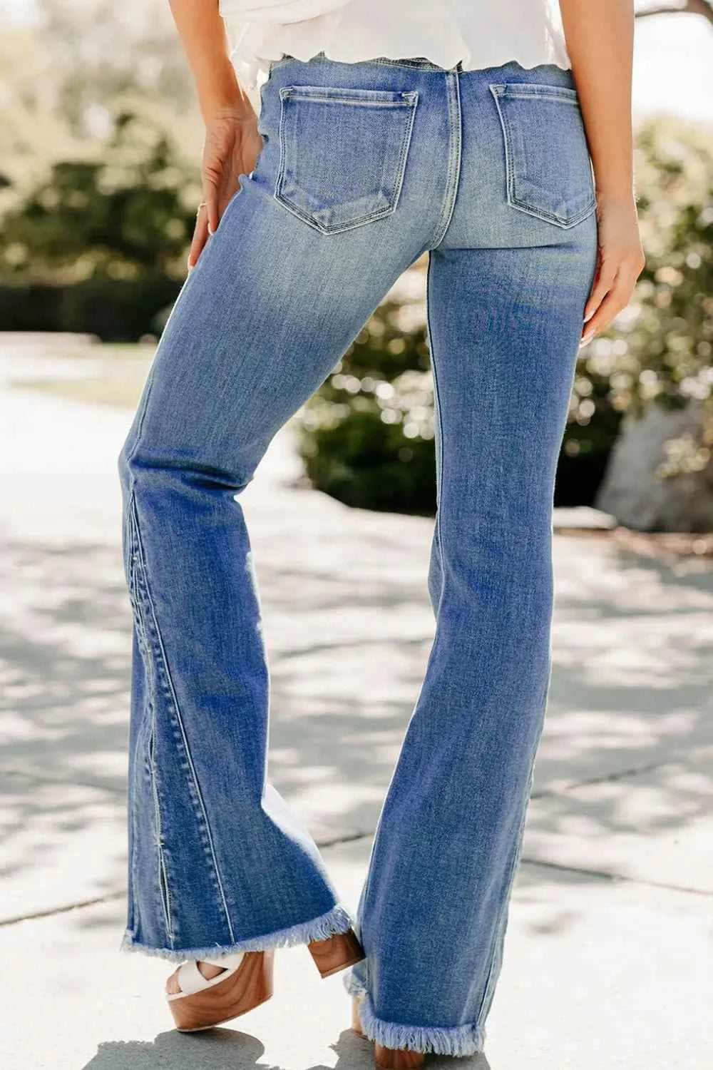 Raw Hem Flare Jeans - Velvet Stardust Co.