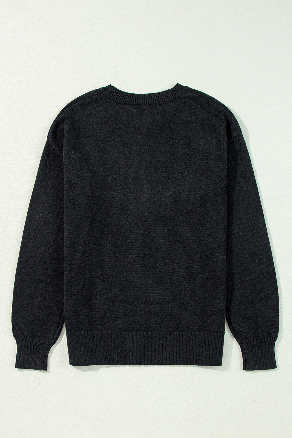 Black Halloween Boo Drop Shoulder Knit Sweater - Velvet Stardust Co.