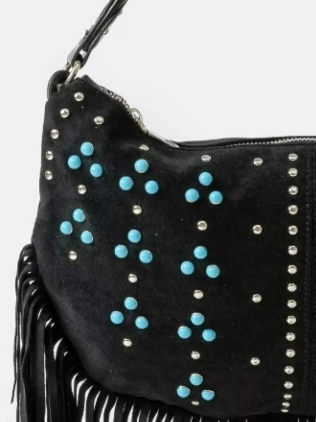 Fame Studded Pattern Multi Fringe Hobo Shoulder Bag - Velvet Stardust Co.