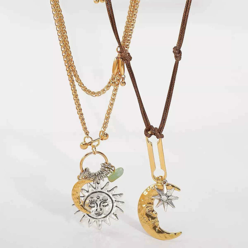 Moon & Sun Pendant Necklace - Velvet Stardust Co.