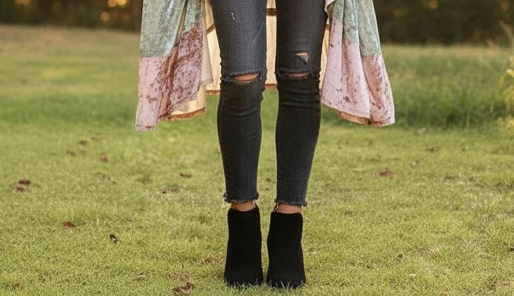 Round Toe Wedge Ankle Boots