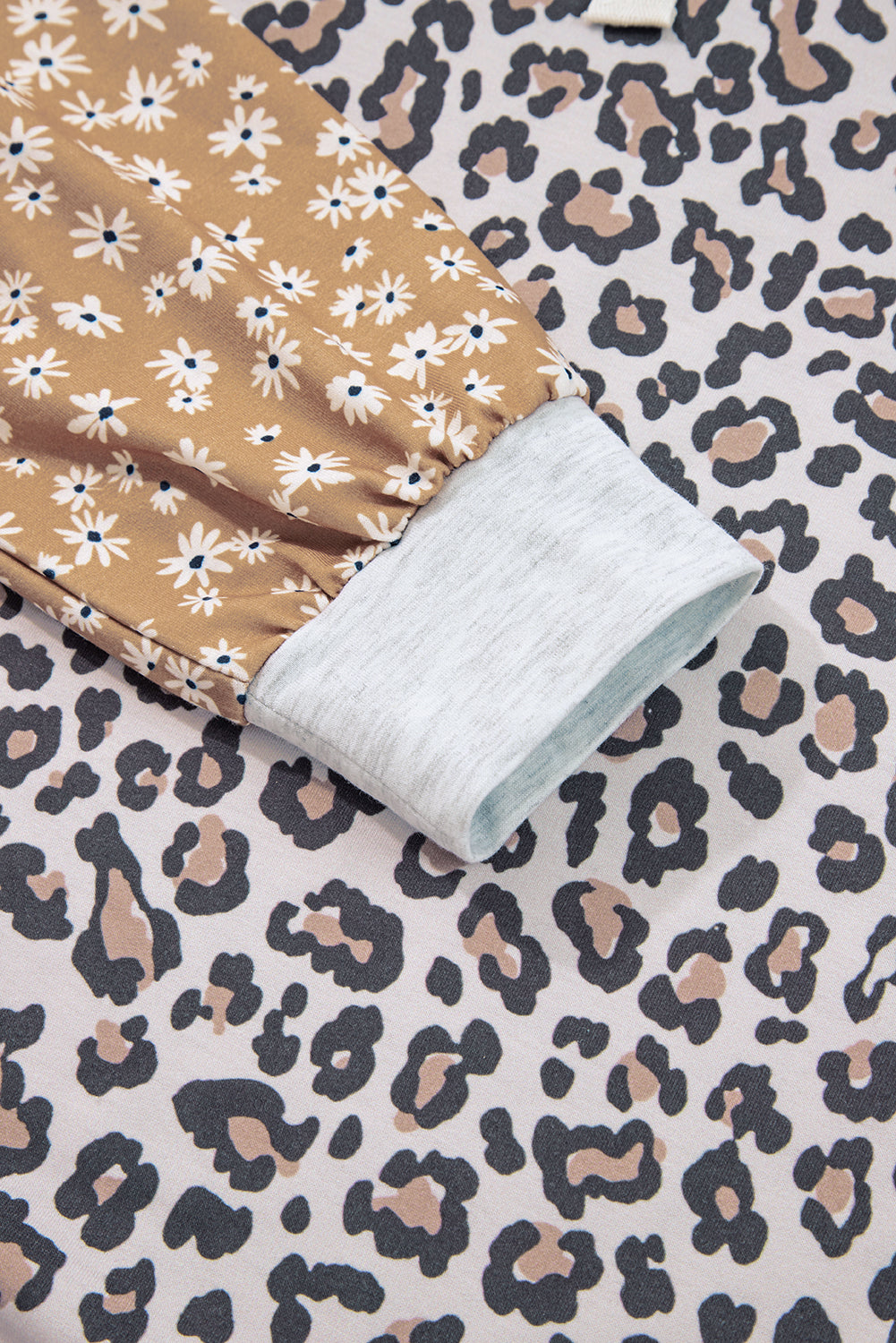 Multicolor Leopard Floral Patchwork Drawstring Hoodie - Velvet Stardust Co.